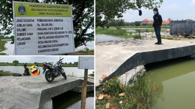 Kondisi jembatan sepanjang 4 meter di Gresik Jawa Timur –Suara com -Amin Alamsyah