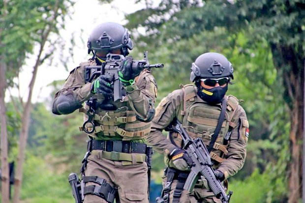 Latihan Pertempuran Jarak Dekat (PJD) di lapangan tembak Brigif 2 Marinir Gedangan Sidoarjo 02 12 2020–Dok Dispen Kormar