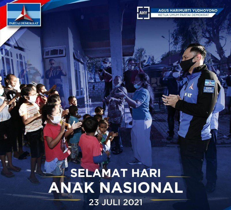 Hari Anak Nasional, AHY Ajak Orang Tua Jadi Garda Terdepan Lindungi Anak-anak dari Virus Covid-19