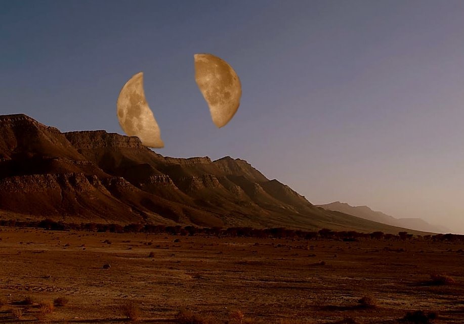 Ilustrasi mukjizat Nabi membelah bulan