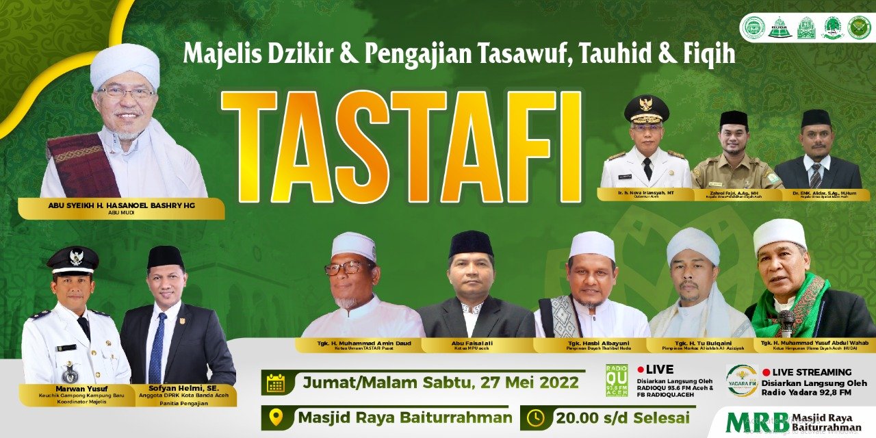 Pengajian Tastafi, Abu Mudi akan Bedah Kitab Sirussalikin di Masjid Raya Baiturrahman