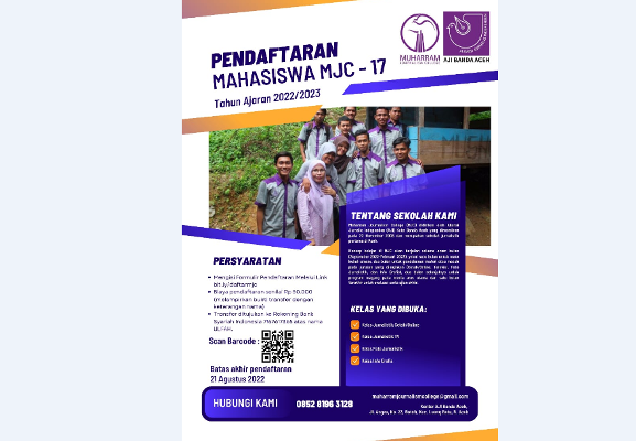Poster Penerimaan Mahasiswa Baru MJC-AJI Banda ACeh, Foto: MJC