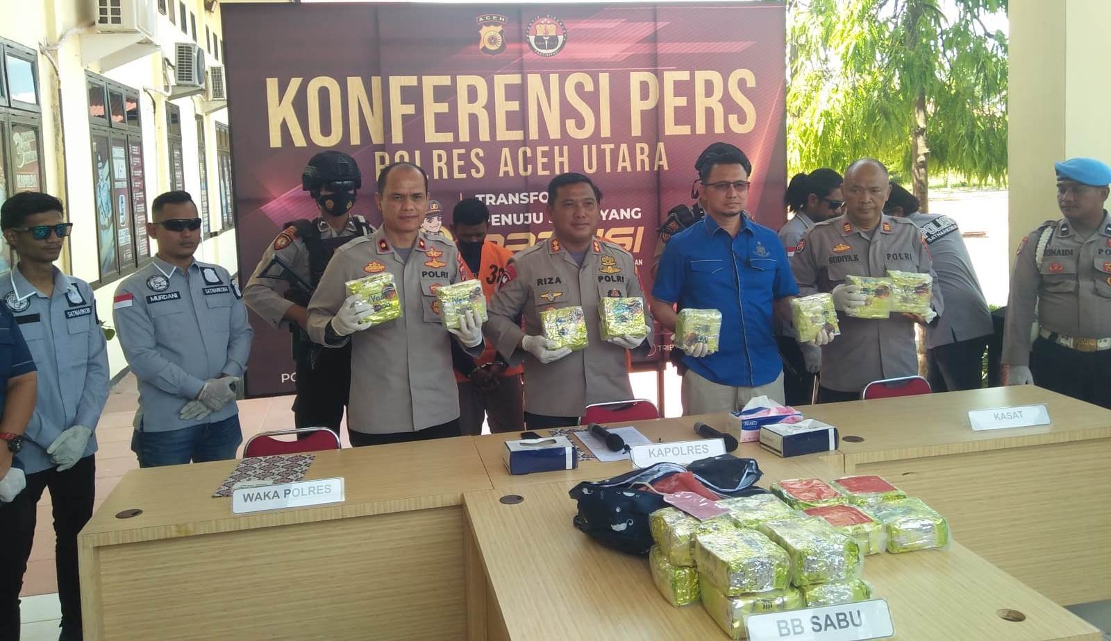 Polres Aceh Utara konpres sabu