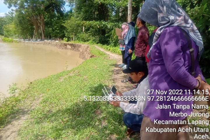 Tim Dinas Pengairan Provinsi Turun ke Tanggul Sungai yang Rusak di Aceh Utara