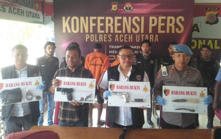 Polres Aceh Utara BB kasus senpi ilegal