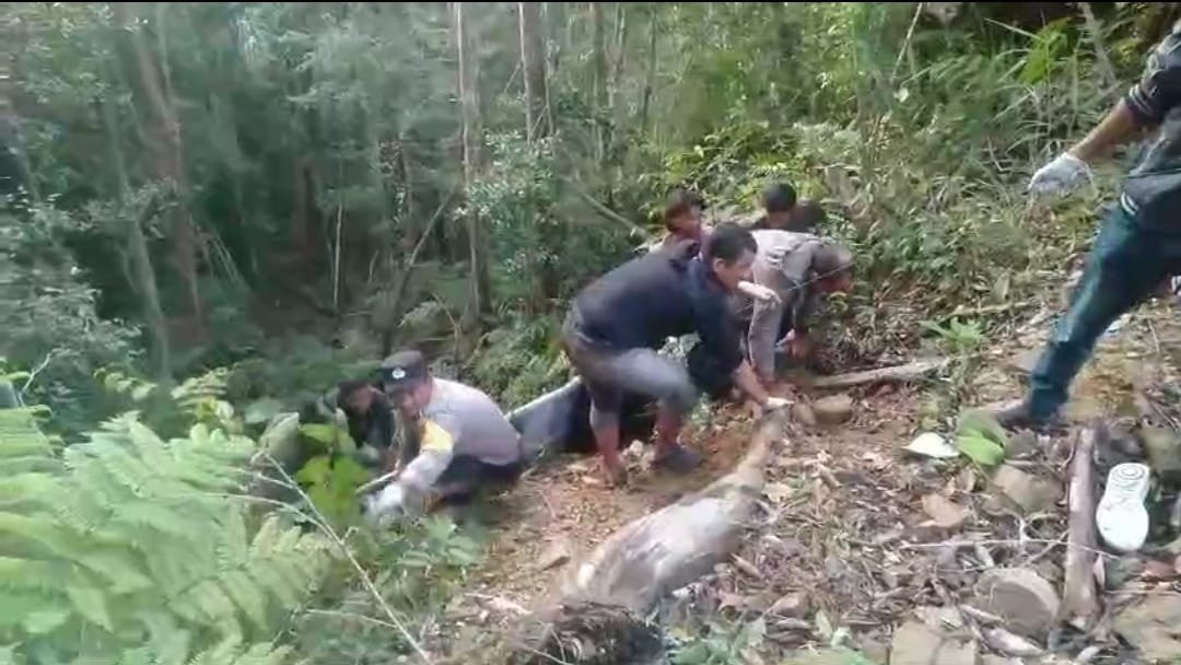 Sepmor Pasutri Terjun ke Jurang Bur Nipis, Polsek Terangun Evakuasi Korban Meninggal