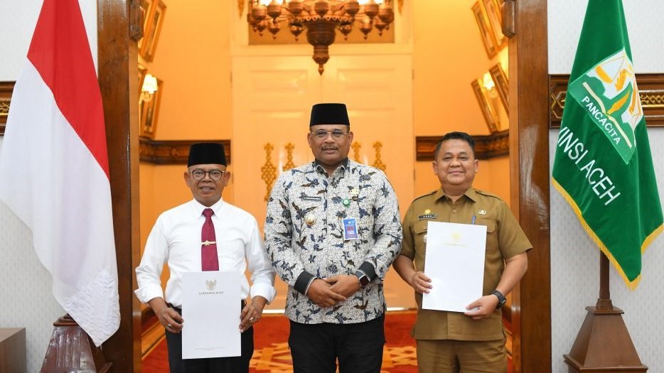 Pj Gubernur Pj Bupati Aceh Jaya dan Pj Bupati Aceh Tamiang