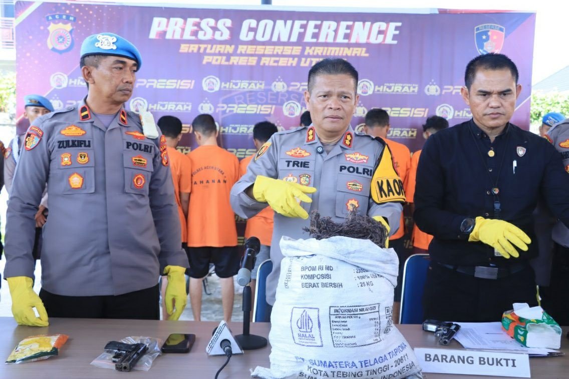 Satreskrim Polres Aceh Utara Tangkap Tiga Tersangka Kasus Pencurian Kabel Seismik PT GSI