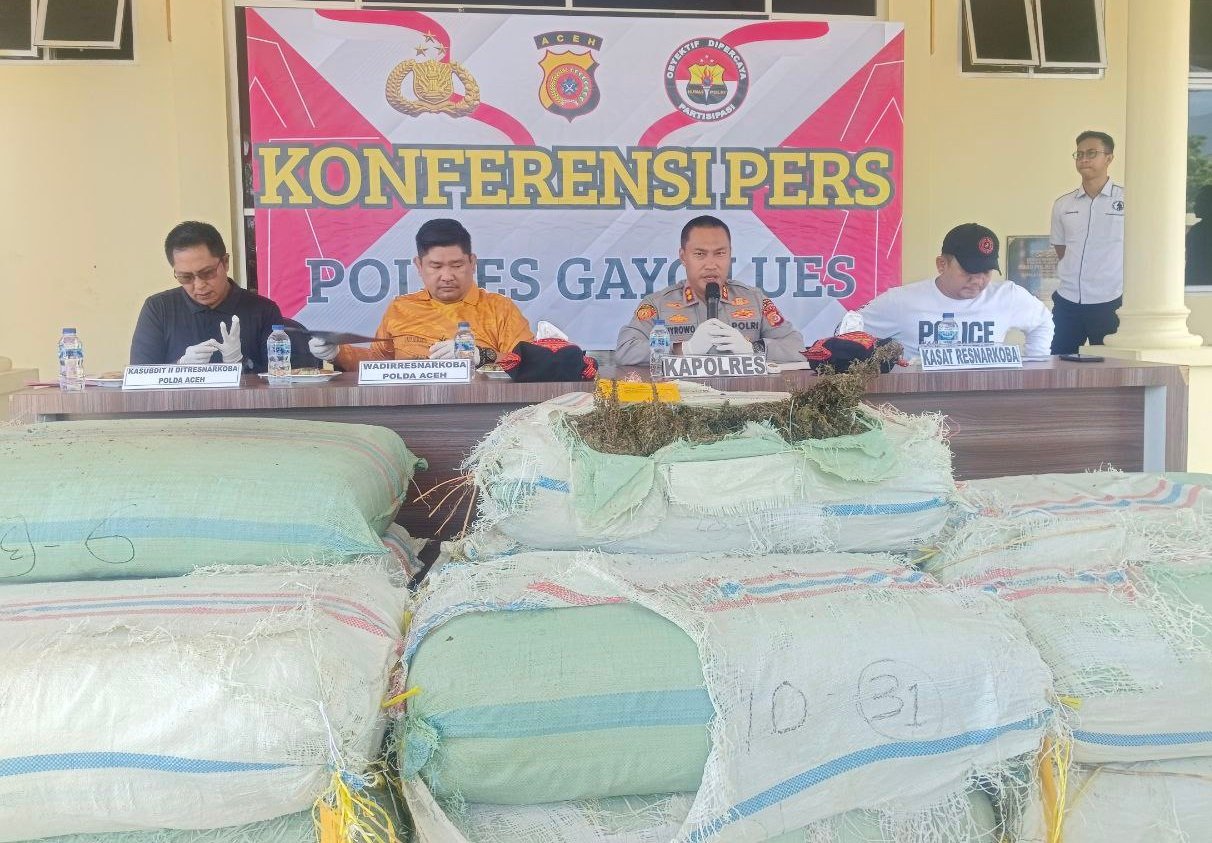 Kapolres Gayo Lues konpres kasus ganja 500 Kg