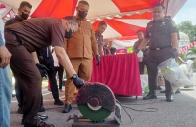 Kajari dan Bupati Aceh Utara Musnahkan Senpi hingga 4,6 Kg Sabu