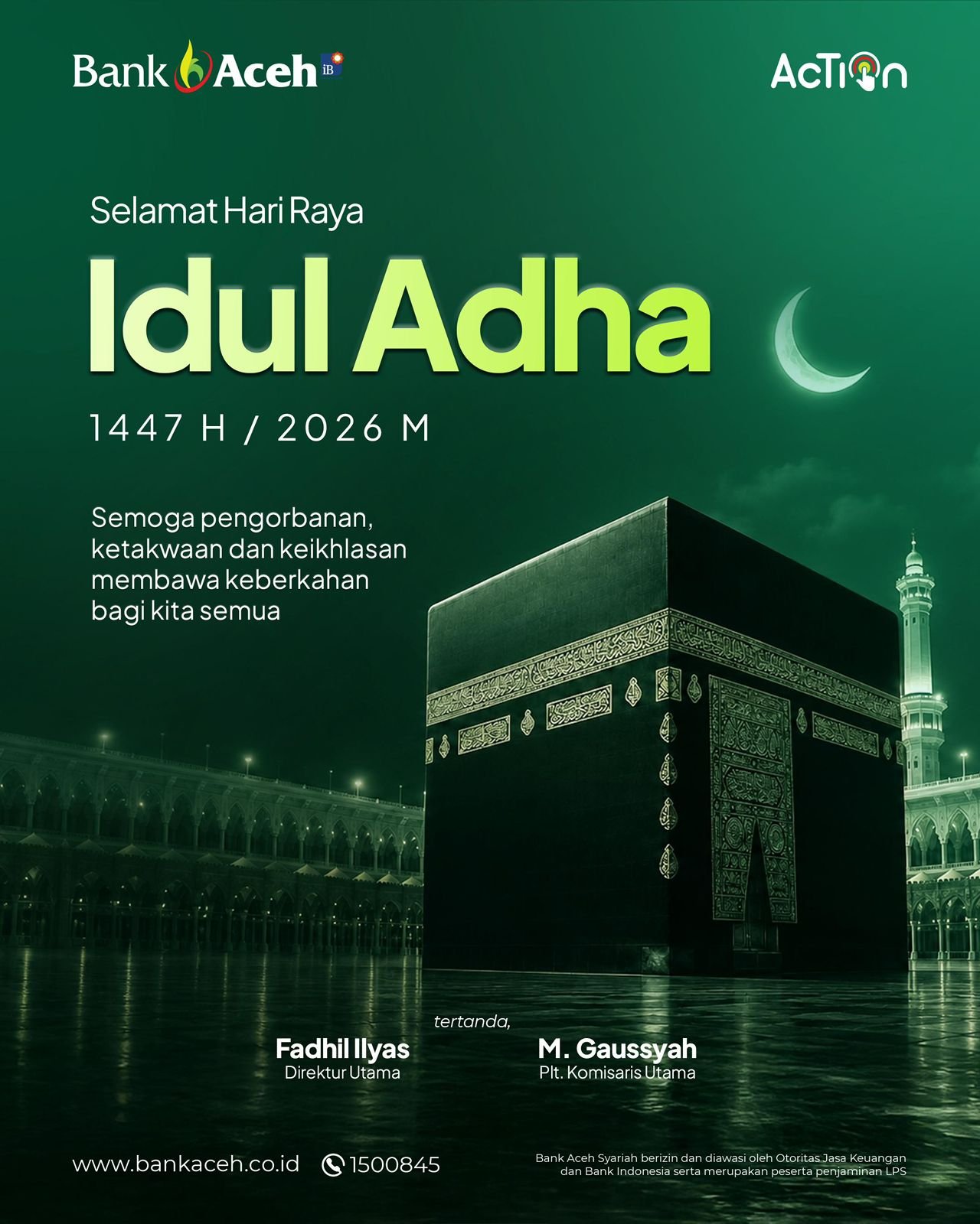 Ucapan Selamat Idul Adha 1447 H 2026 dari Bank Aceh Syariah