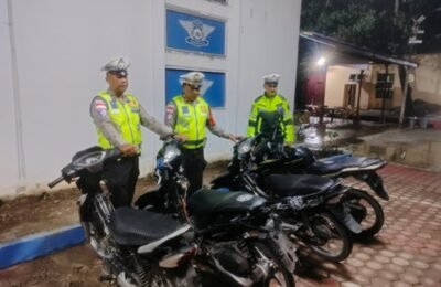 Cegah Balap Liar, Satlantas Polres Aceh Utara Intensifkan Patroli Malam, Empat Motor Knalpot Brong Diamankan
