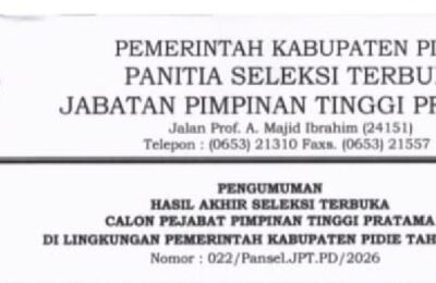 Pansel JPT Pratama Pidie Rampungkan Seleksi, Ini Daftar Tiga Besar Calon Pejabat