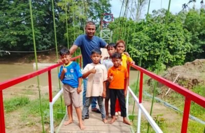 Jembatan Gantung Dibangun Kodim Aceh Utara, Buka Akses Baru bagi Anak-Anak Plu Pakam
