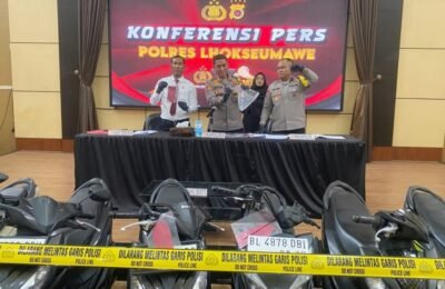 Polres Lhokseumawe Bongkar Kasus Curanmor, 12 Tersangka Ditangkap dan 21 Motor Disita
